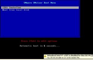 Intel VT-X/EPT is disabled for this ESX VM